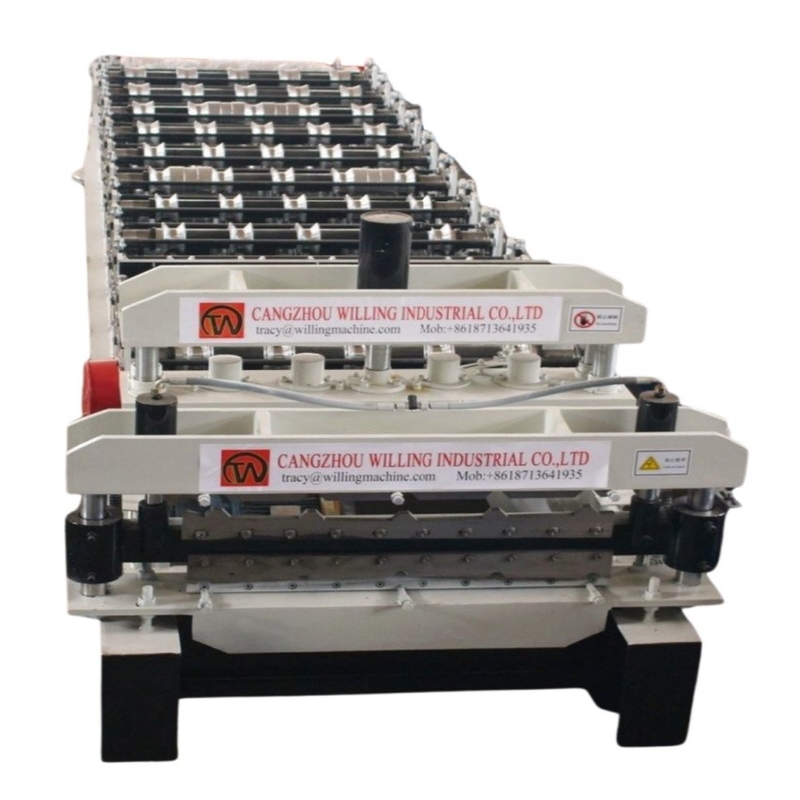 1250mm ความกว้าง 2 ชั้น Ibr Roof Tile Roll Forming Machine สําหรับธุรกิจก่อสร้าง