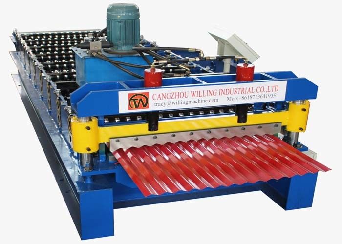 เครื่องขึ้นรูปม้วนหลังคา 0.3-0.6 มม. PI / GGPI 9 แถวเครื่องทำแผ่นลูกฟูก