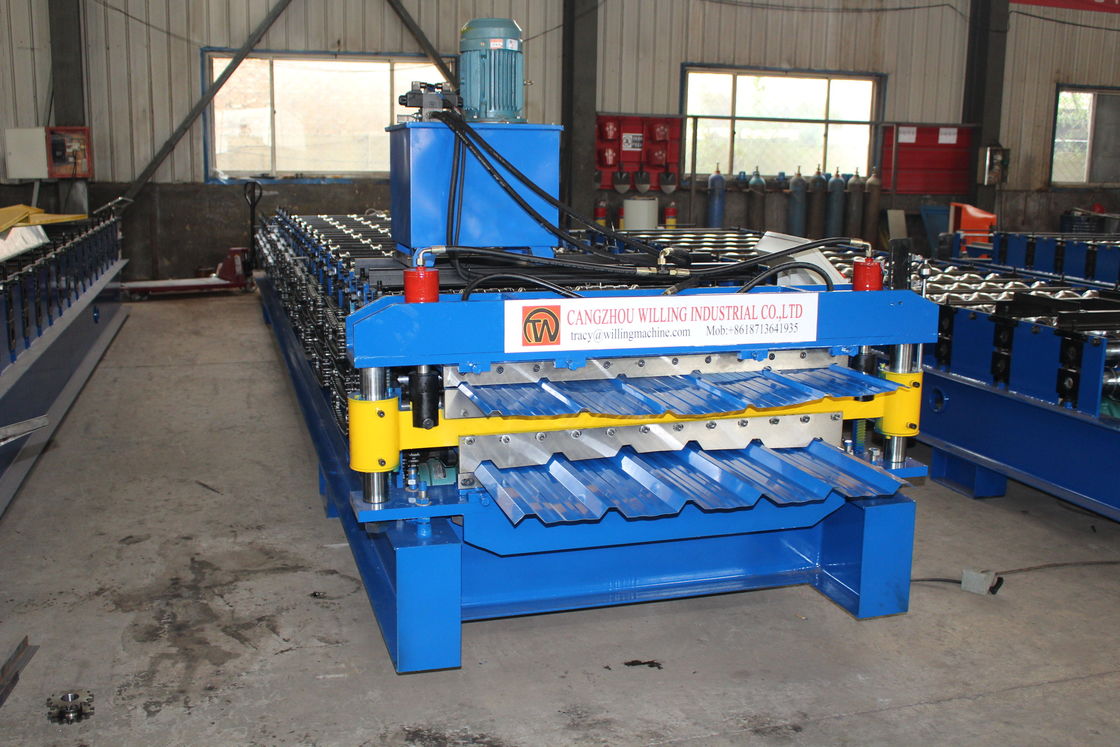 เครื่องขึ้นรูปม้วนกระเบื้องหลังคาสี่เหลี่ยมคางหมู Type 6 3 Phase