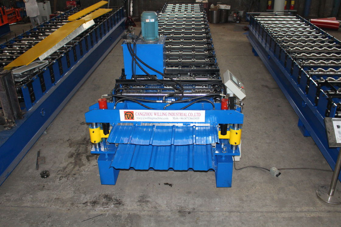 เครื่องขึ้นรูปม้วนกระเบื้องหลังคาสี่เหลี่ยมคางหมู Type 6 3 Phase