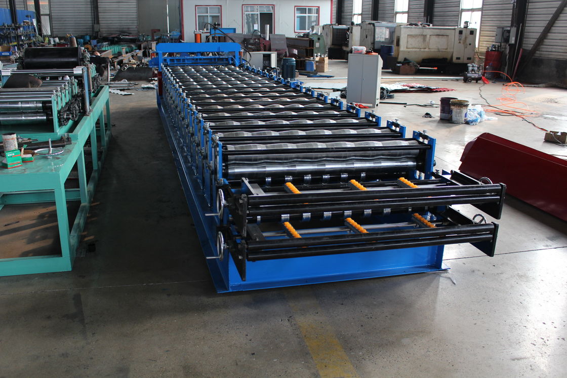 Plc Control 0.3mm Double Layer Roll Forming Machine สำหรับหลังคาเหล็กโลหะ