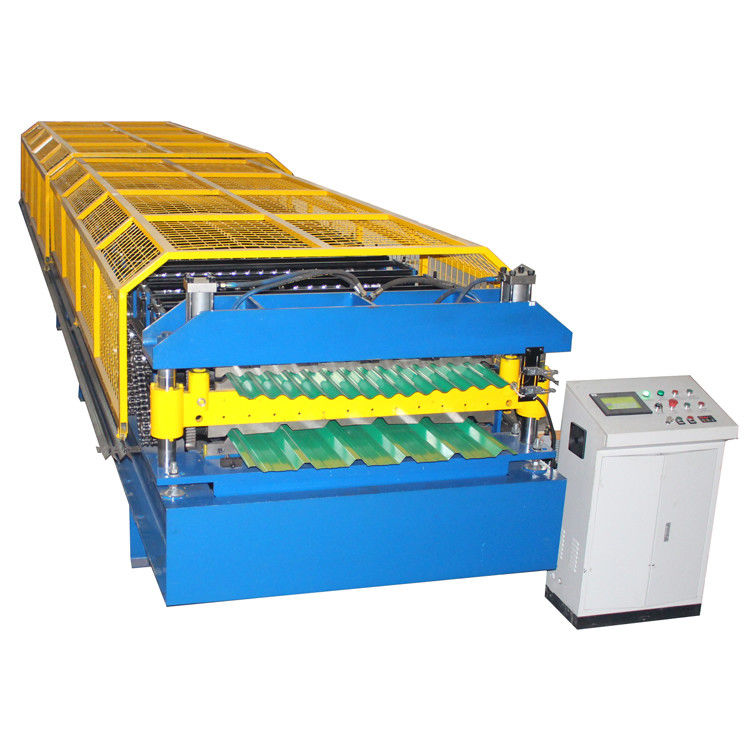 หลังคาโลหะลูกฟูกเหล็ก Plc ผนังแผงม้วนขึ้นรูปเครื่อง Double Layer