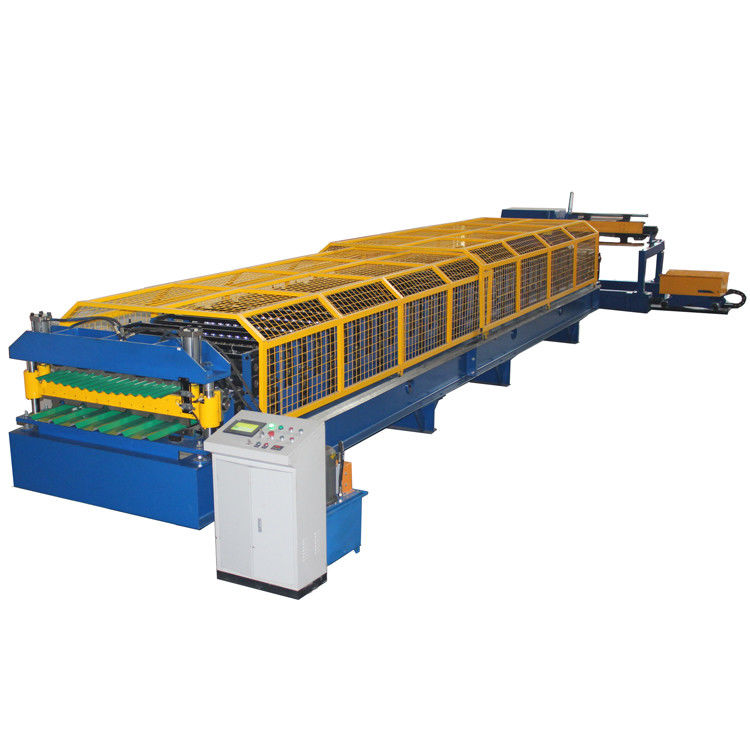 หลังคาโลหะลูกฟูกเหล็ก Plc ผนังแผงม้วนขึ้นรูปเครื่อง Double Layer