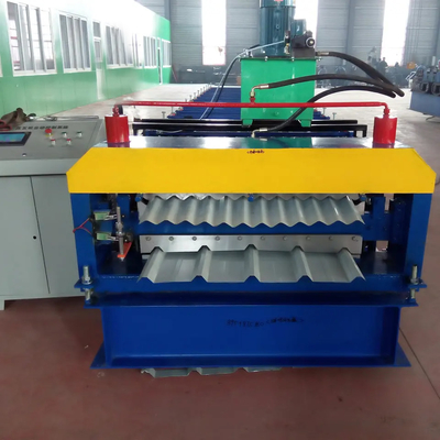 เครื่องขึ้นรูปม้วนสองชั้น ISO 4kw หลังคาลูกฟูกและหลังคาซี่โครง 5 ซี่