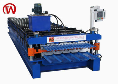 เครื่องขึ้นรูปม้วนกระเบื้องเหล็กเคลือบสี Ce PLC แบบกำหนดเอง