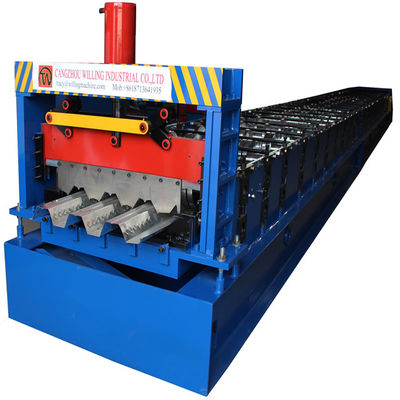 เครื่องขึ้นรูปม้วนดาดฟ้า PLC ลายนูนโลหะอเนกประสงค์