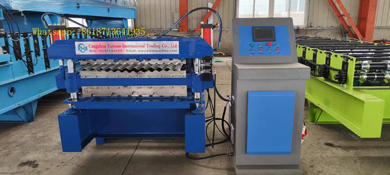หลังคาเคลือบกระเบื้อง Ppgi Double Layer Roll Forming Machine Plc Control